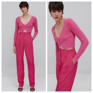 Massimo Dutti Studio Cropped Knit Cashmere Cardigan